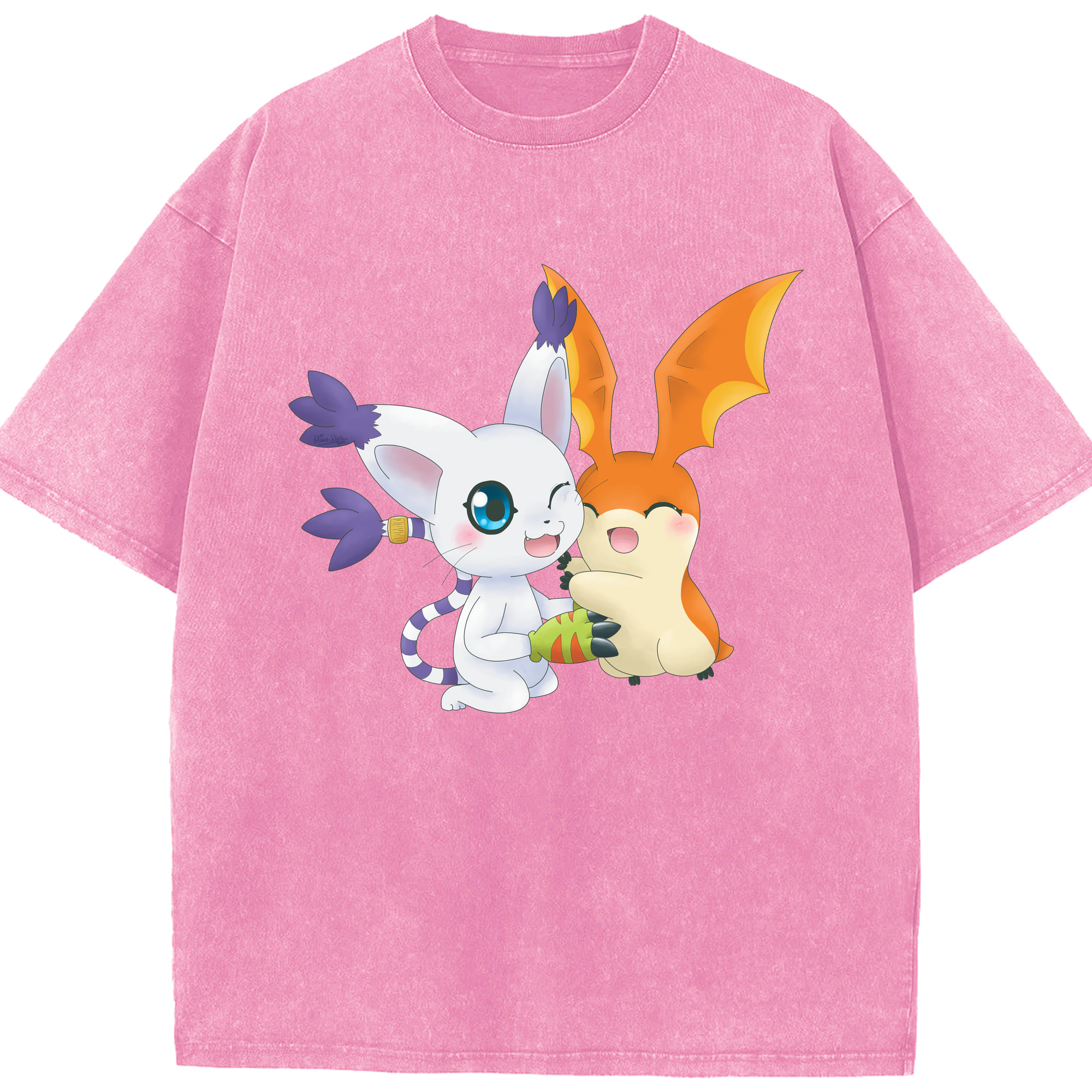 （画像用） Digimon デジタルモンスター/デジモン 綿100% ヴィンテージ風 半袖Tシャツ（フロントプリント）